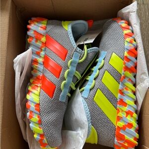 Adidas Kaptir 3S Kids Gray and Neon Sneakers